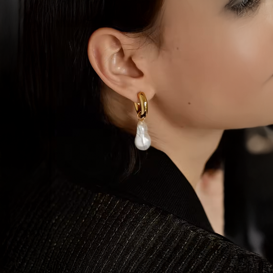 Gold-Plated Baroque Freshwater Pearl Dangle Earrings