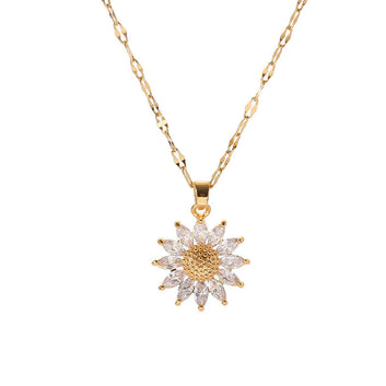 Gold Flower Pendant Necklace