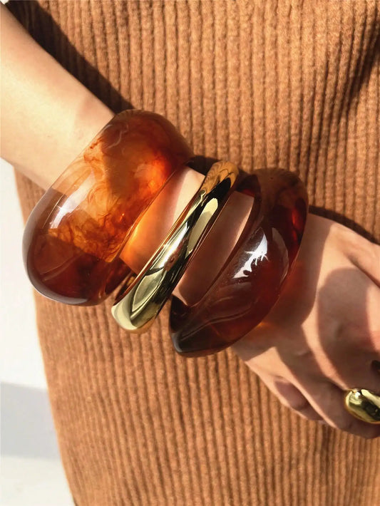 Vintage Brown Transparent Resin Bangle