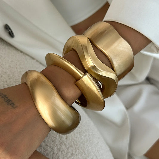 Vintage Geometric Wide Cuff Bangles