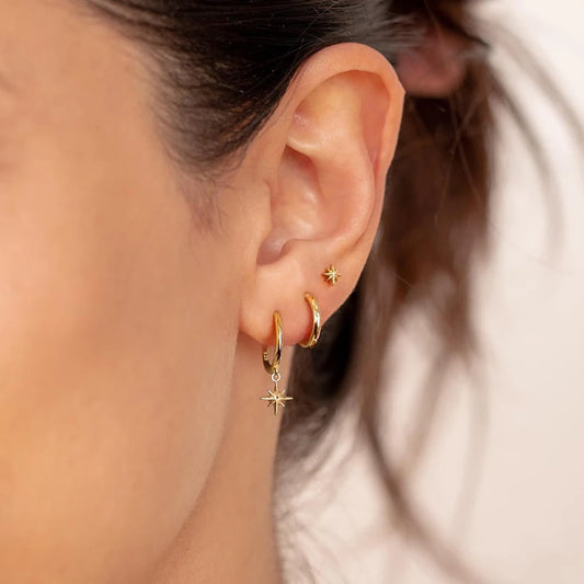 3-Piece 18K Gold Plated Star Drop Earrings Set