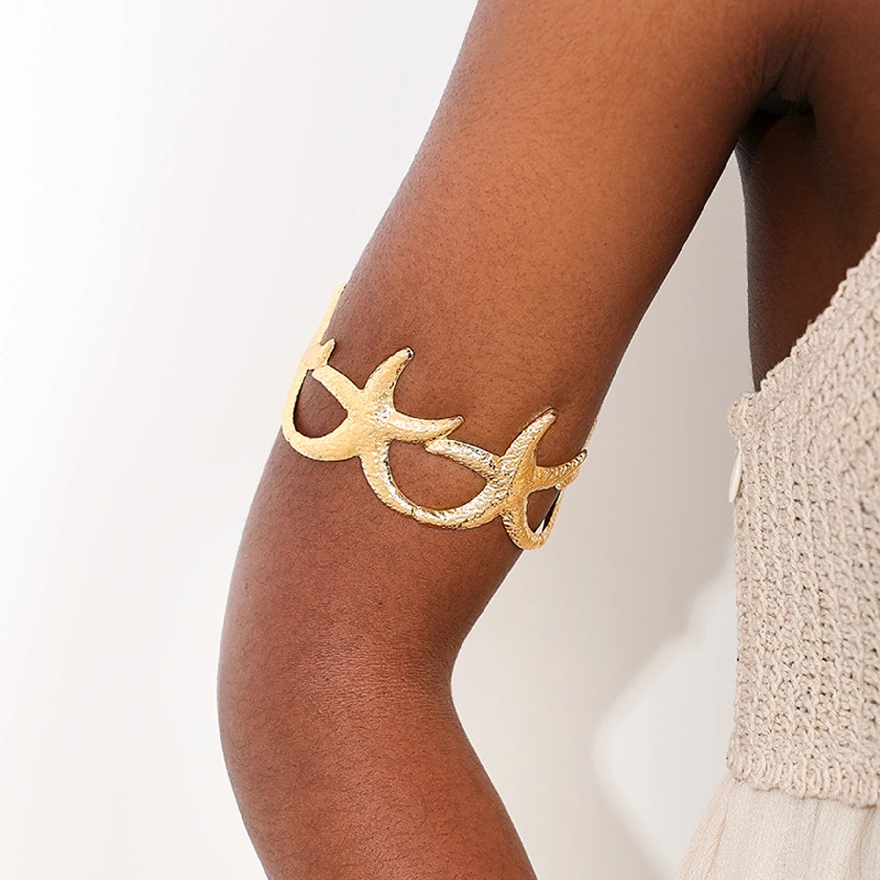 Golden & Silvery Starfish Cuff Bracelet