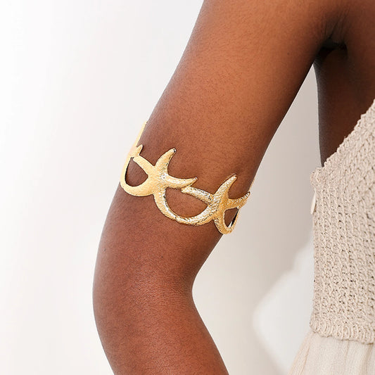 Golden & Silvery Starfish Cuff Bracelet