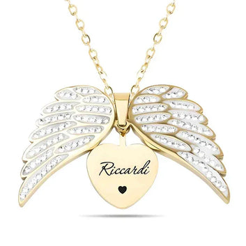 Personalized Angel Wings Jigsaw Heart Necklace
