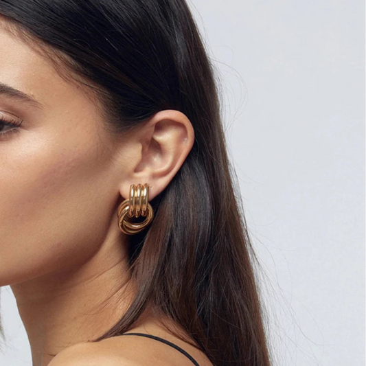Gold-Plated Stainless Steel Twist Knot Earrings