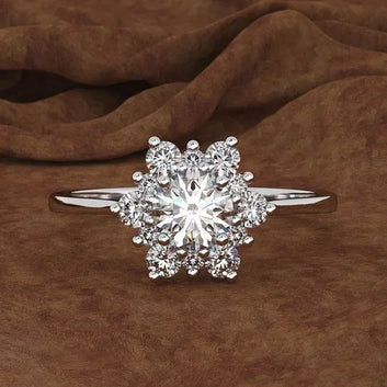 Gold-Plated Snowflake Zircon Ring