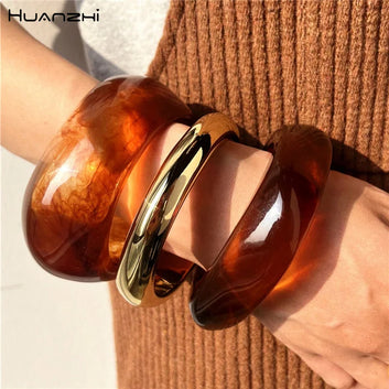 Vintage Brown Transparent Resin Bangle