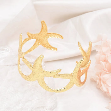 Golden & Silvery Starfish Cuff Bracelet