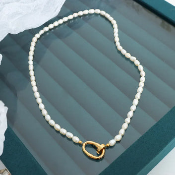 Freshwater Pearl Necklace & Bracelet Set – 316L Stainless Steel Elegant Jewelry for Women