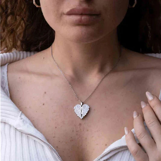 Personalized Angel Wings Jigsaw Heart Necklace