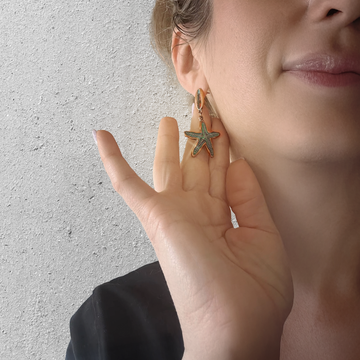 Vintage Starfish & Shell Dangle Earrings